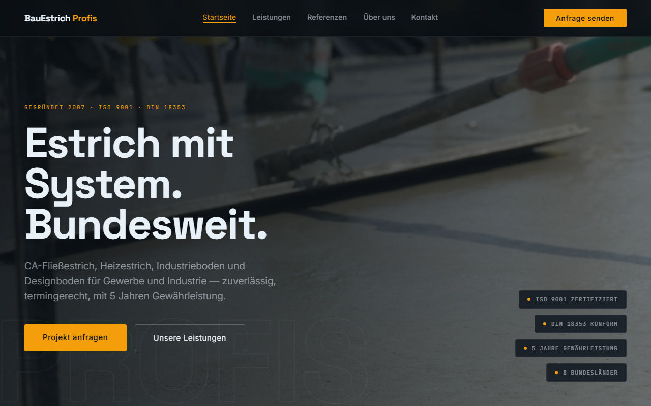 BauEstrich Profis GmbH Website Demo